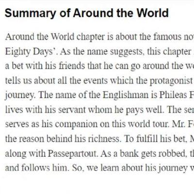 Summary Of Around the world