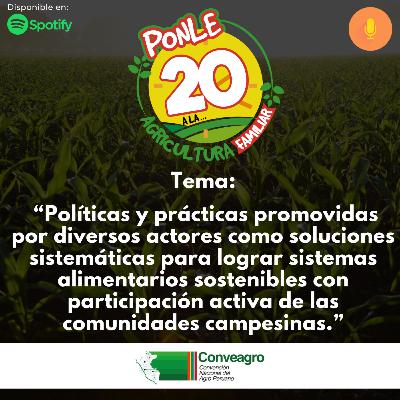 “Políticas y prácticas promovidas por diversos actores como soluciones sistemáticas para lograr sistemas alimentarios sostenibles con participación activa de las comunidades campesinas.” “Políticas y prácticas promovidas por diversos actores como soluciones sistemáticas para lograr sistemas alimentarios sostenibles con participación activa de las comunidades campesinas.”