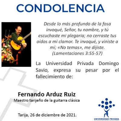 Homenaje póstumo en memoria del Maestro Fernando Ardus Ruiz