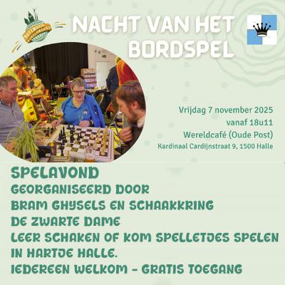 Kom scrabblen en babbelen tijdens de nacht van het bordspel