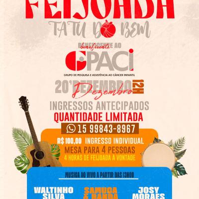Feijoada Tatu do Bem promove evento solidário em apoio ao GPACI no dia 20 de dezembro