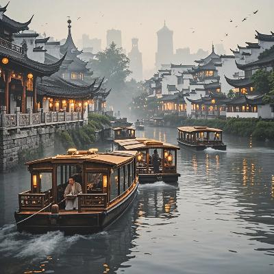 《泊秦淮》唐·杜牧：“商女不知亡国恨，隔江犹唱后庭花”