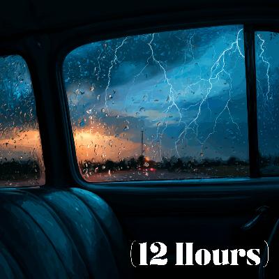 Rainy Drive with Distant Thunder (No Windshield Wipers Running) | Sleep Sound (12 Hours)