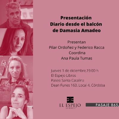 "Diario desde el balcón" , Pequeñas citas, hoy Damasia Amadeo