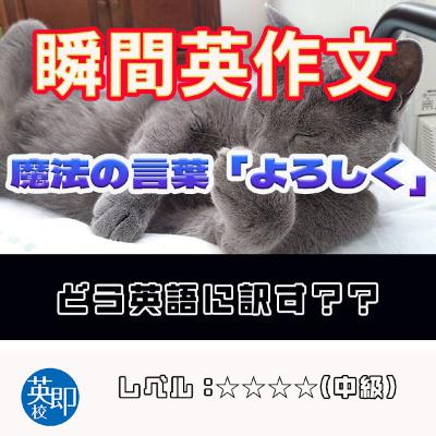 【瞬間英作文:意訳できない表現の代表例】魔法の言葉「よろしく」 【瞬間英作文:意訳できない表現の代表例】魔法の言葉「よろしく」