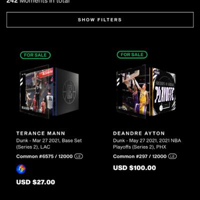 NBATopShot Moments NFT