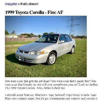 Gimmie Glue, a Lever, and a Frickin' 1999 Toyota Corolla