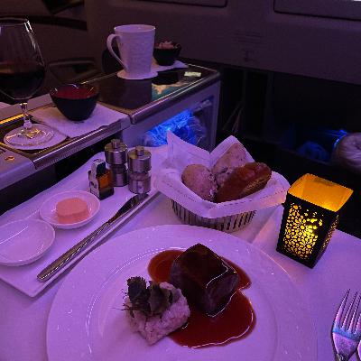 #1060 私の英語はまだまだ&カタール航空ビジネスクラスの食事