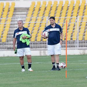 Marc Sophoulis talks to Green Gully FC and Maribyrnong Sports Academy Head football coach Arthur Pappas