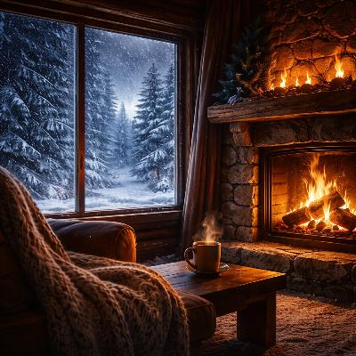 Cozy Fireplace with Winter Wind (2 Hours)