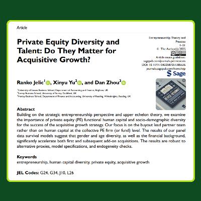 Private Equity Diversity and Talent (Jelic et al. 2025) | FT50 ETP