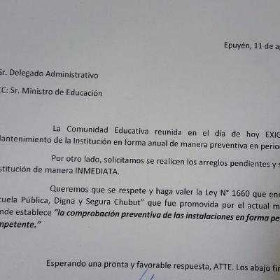 Reunión comunidad educativa Colegio 774 por el estado de las Escuelas Epuyen Reunión comunidad educativa Colegio 774 por el estado de las Escuelas Epuyen