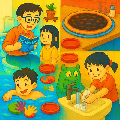 《飯桌故事館》S2E21：爸爸的科學廁所與披薩焦了！聊聊游泳、印泥與洗手怪獸