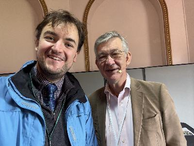 Billy chats with Nick Higham at the Isle of Wight Literary Festival