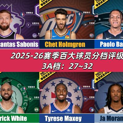 【猴子说球】2025-26赛季百大球员分档评级3A档：27~32名