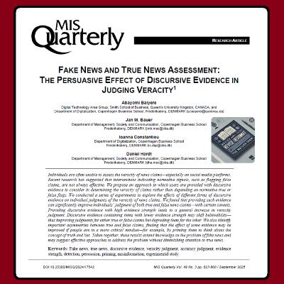 Fake News and True News Assessment (Baiyere et al. 2025) | FT50 MISQ