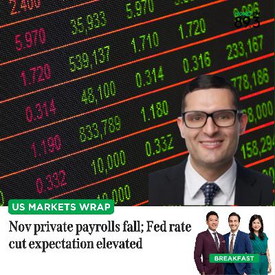 US Markets Wrap: Nov private payrolls fall; Fed rate cut expectation elevated