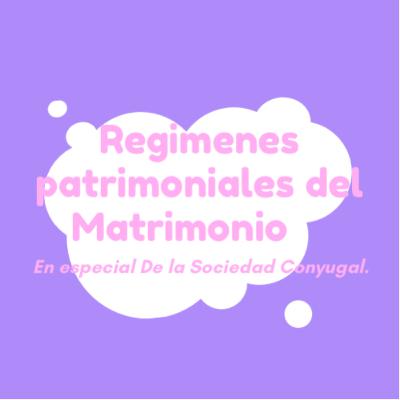 Derecho de Familia - Regímenes patrimoniales del matrimonio
