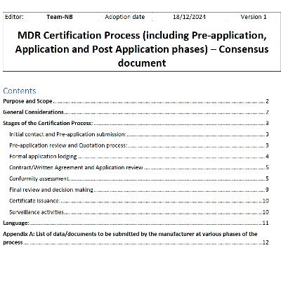 Team-NB MDR Certification Consensus Team-NB MDR Certification Consensus