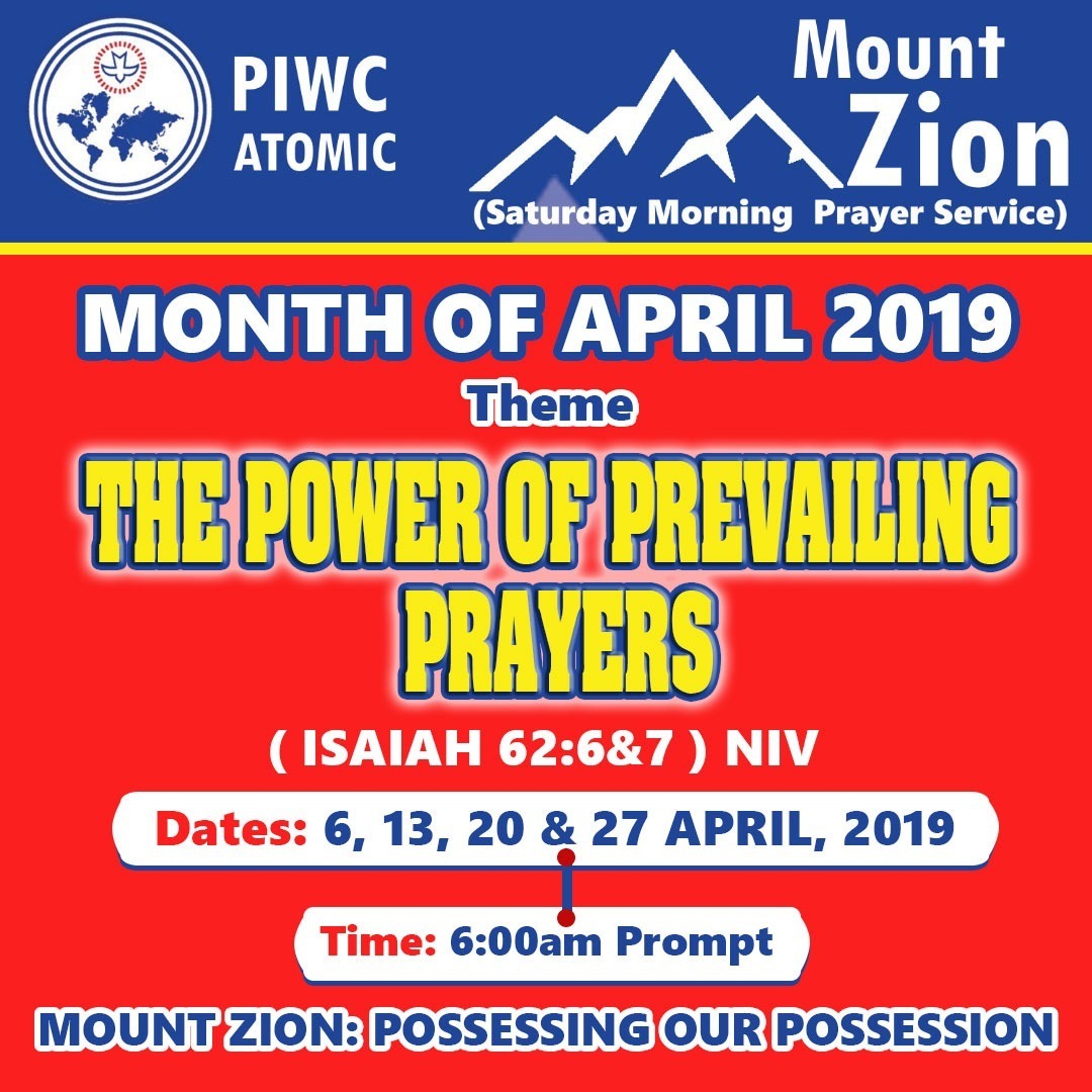 Piwc Atomic Mount zion Month of April  2019