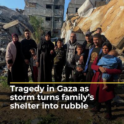 Palestinian family left homeless after house collapses in storm-hit Gaza | AJ#shorts