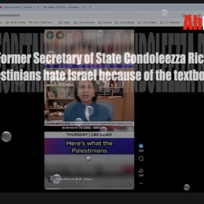 Condoleezza Rice on the Palestinians hate for Israel because of textbook Condoleezza Rice on the Palestinians hate for Israel because of textbook