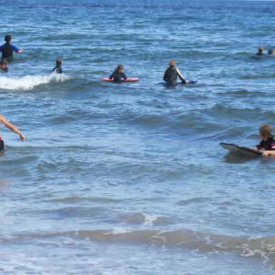 Sandcastle building, Surfers, Beach football - Kennack Sands Sandcastle building, Surfers, Beach football - Kennack Sands