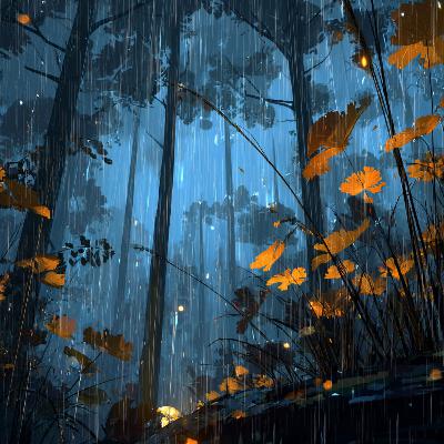 First Autumn Rain on Leaves