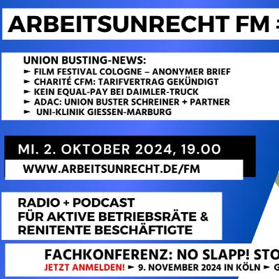 arbeitsunrecht FM #14/24 ► Konferenz in Köln 9. Nov. ► Film Festival Cologne ► Charité CFM ► Daimler-Truck ► UKGM