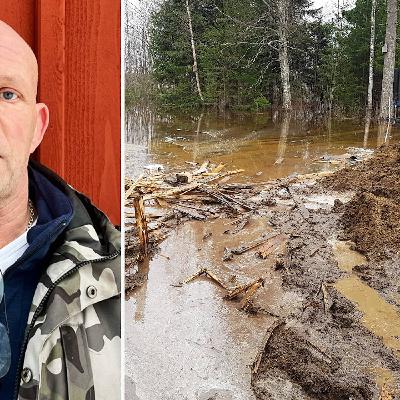 Robert tvingas bygga egen skyddsmur efter översvämningarna: ”Var nära att ge upp”