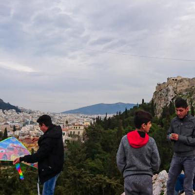 Refugiados en Atenas