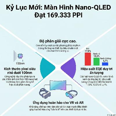 Nano-QLED 169k PPI: Sắc Nét Gấp 360 Lần iPhone 17 Pro Cho VR/AR Nano-QLED 169k PPI: Sắc Nét Gấp 360 Lần iPhone 17 Pro Cho VR/AR