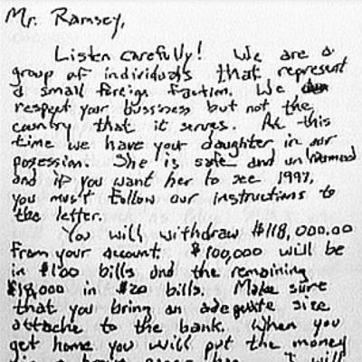 JonBenét Ramsey: Ransom note analysis + thoughts