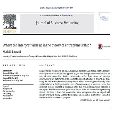 30- Where did interpretivism go in the theory of entrepreneurship English