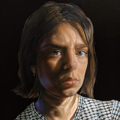 Portrait of the artist scrutinising the viewer