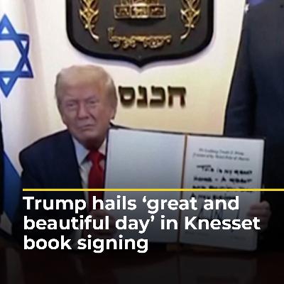 Trump hails ‘great and beautiful day’ in Knesset book signing | AJ #shorts