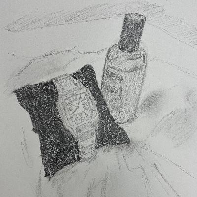 時計と香水をデッサンしよう