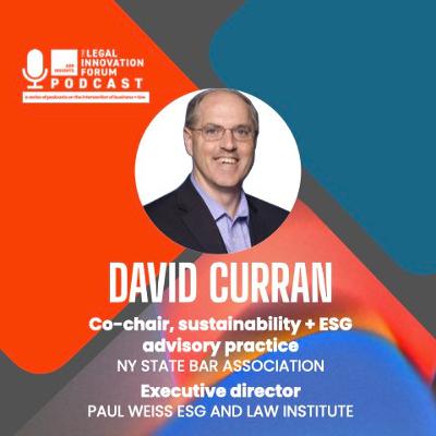 Legal leader | David Curran - Co-chair of  sustainability and ESG advisory practice, NY State Bar Association + Executive director of the ESG and law institute, Paul Weiss.