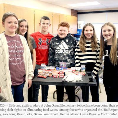 Ohio School Food Waste Solution Leader Tally Pasiuk and John Gregg Elementary Student Leaders