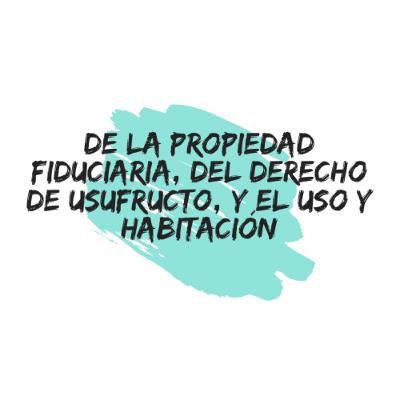 Los bienes - De la Propiedad Fiduciaria, derecho de usufructo, y del derecho de uso y habitación