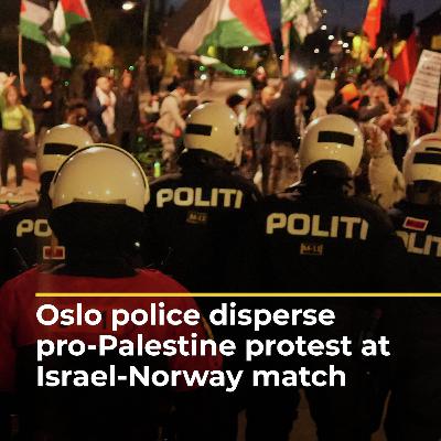 Police disperse pro-Palestinian protest at Israel vs Norway football match | AJ#shorts