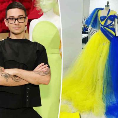 Christian Siriano is auctioning off a custom blue and yellow ball gown for Ukraine relief Christian Siriano is auctioning off a custom blue and yellow ball gown for Ukraine relief