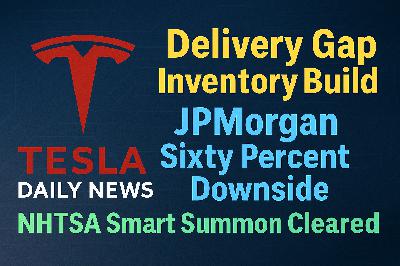 2026-04-07 Tesla News - Delivery Gap Inventory Build, JPMorgan Sixty Percent Downside, NHTSA Smart Summon Cleared