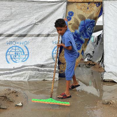 Shelters for displaced Palestinians in Gaza flooded by heavy rain