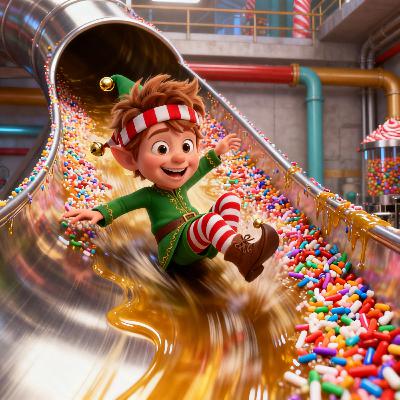 Pip in der Bonbonrutschbahn