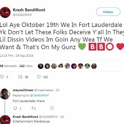 GlokkNine Trolls rappers that banned him from Broward County and told him he needs to check in!