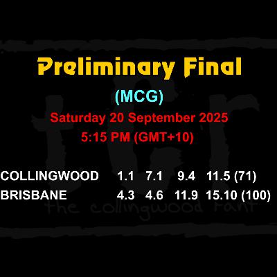 TCR 2025: Preliminary Final ~ Collingwood vs Brisbane