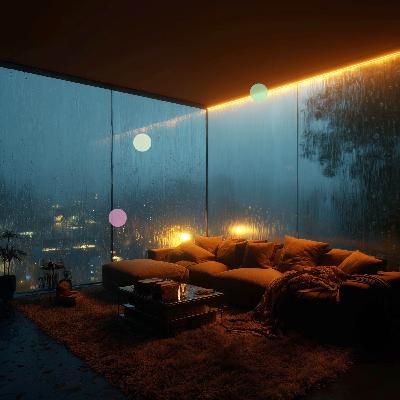 창문에 내리는 비 | 폭풍 속의 아파트 뷰 창문에 내리는 비 | 폭풍 속의 아파트 뷰