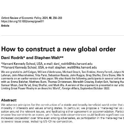 How to construct a new global order How to construct a new global order