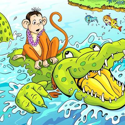 बुद्धिमान बंदर और मगरमच्छ बुद्धिमान बंदर और मगरमच्छ